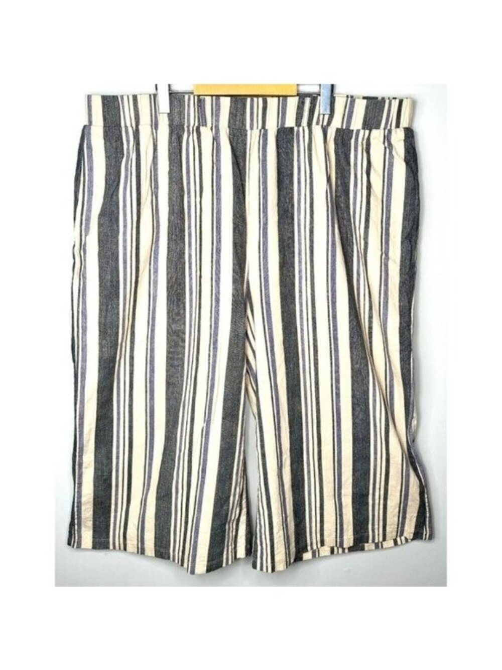 Crescent Drive Pants Womens Plus 5 Beige Striped Linen Blend Wide Leg Culotte